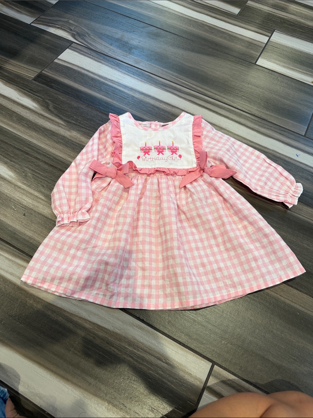Pink Gingham Birthday Dress with Ruffle Bib - Kids Costume